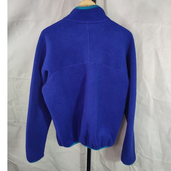 Patagonia Retro Dark Blue Aqua Turquoise Fleece Full Zip Jacket Vintage Large - Picture 2 of 11